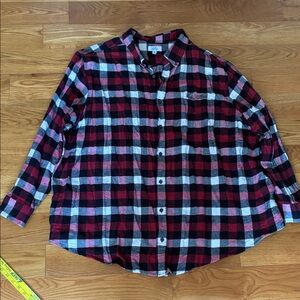 croft & barrow Red, Black & White Plaid Button-Down Shirt